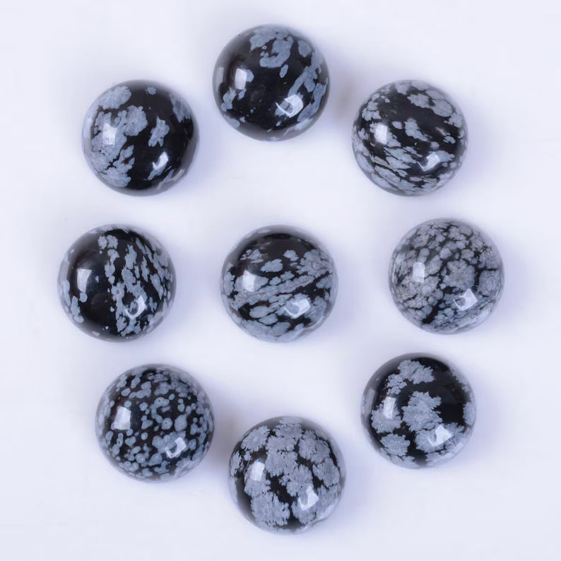 Beautiful Snowflake Obsidian Awesome Round Cabochon For Her - 10mm