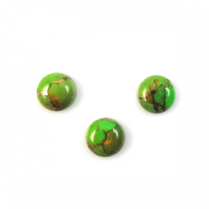 Terrific Natural Green Copper Turquoise Surprising Cabochon For Her - 7mm