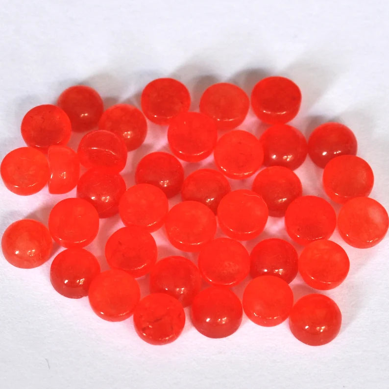 Surprising Red Jade Round Great Cabochon For Her - 22mm