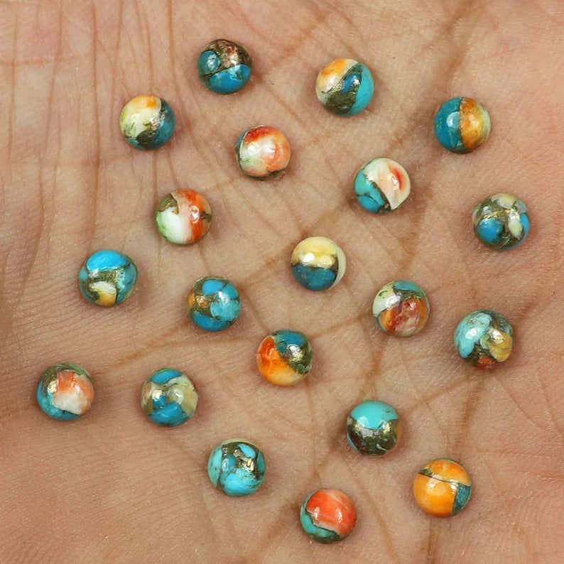 Astonishing Natural Oyster Copper Turquoise Fantastic Cabochon For Her - 5mm