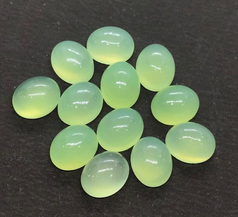 AAA Quality Prehnite Chalcedony 3x5mm To 10x14mm Oval Cabochon Calibrated Semi Precious Loose Gemstone