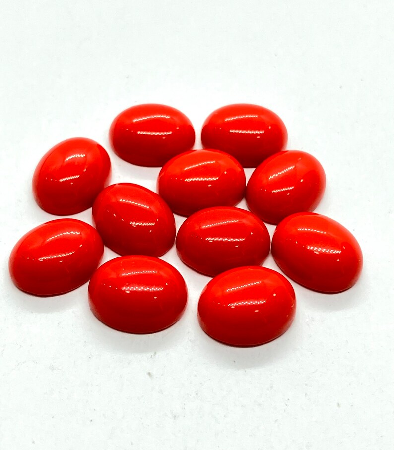 AAA Quality Red Coral 3x5mm To 10x14mm Oval Cabochon Calibrated Semi Precious Loose Gemstone - TeraGems