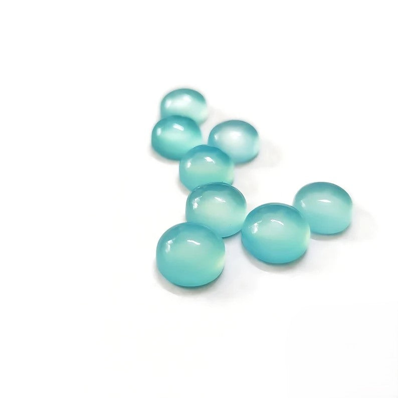 Surprising Quality Aqua Chalcedony Round Cabochon For Her - 5mm