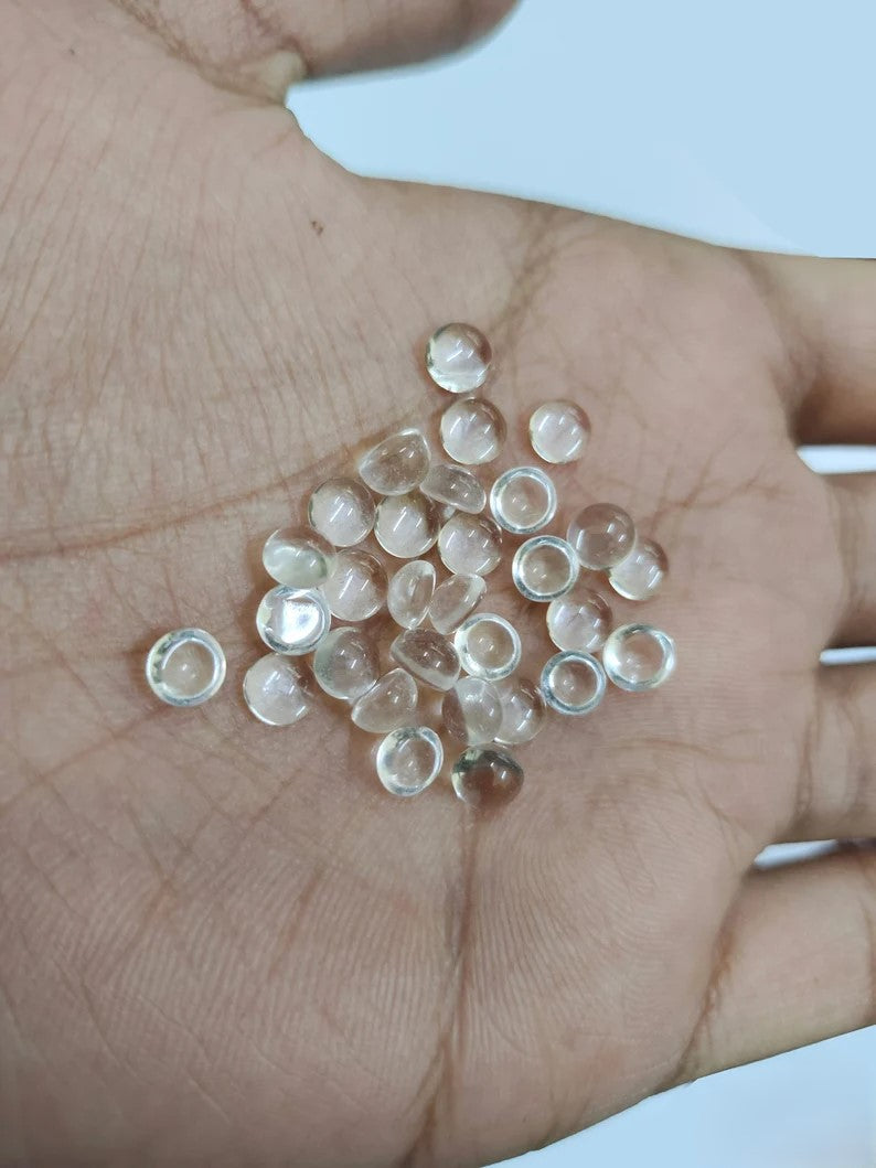 Fantastic White Topaz Round Great Cabochon For Her - 4mm