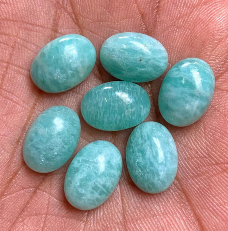 Natural Amazonite 3x5mm To 10x14mm Oval Cabochon Calibrated Semi Precious Loose Gemstone - TeraGems