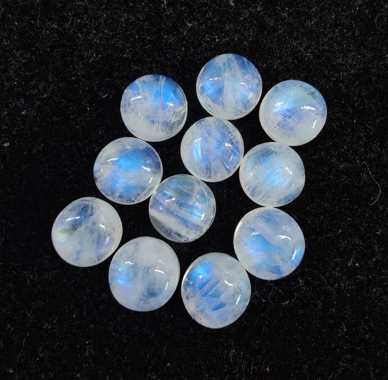 Amazing Rainbow Fire Moonstone Round Cabochon Gemstone For Her - 24mm