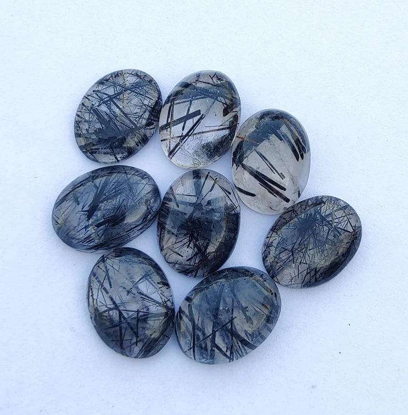 Attractive Natural Black Rutile Oval Cabochon For Her - 12x16mm