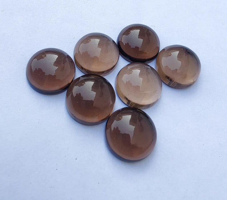 Amazing Smoky Quartz Round Cabochon Calibrated Gemstone For Her - 25mm