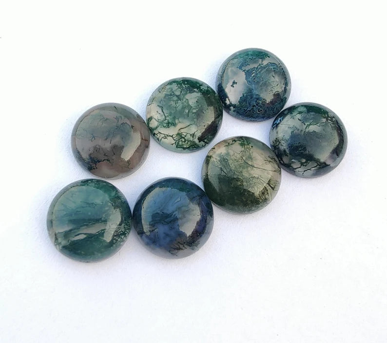 Fantastic Moss Agate Round Great Cabochon For Her - 15mm