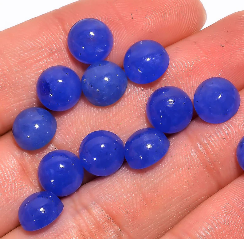 Stunning Blue Jade Rare Cabochon For Her - 7mm