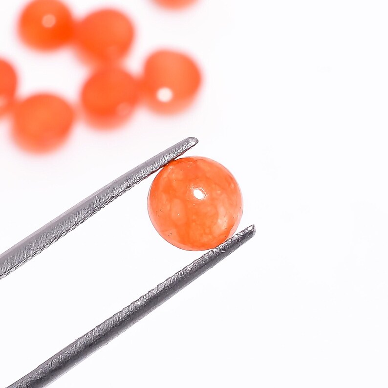 Awesome Quality Orange Jade Round Cabochon For Her - 20mm