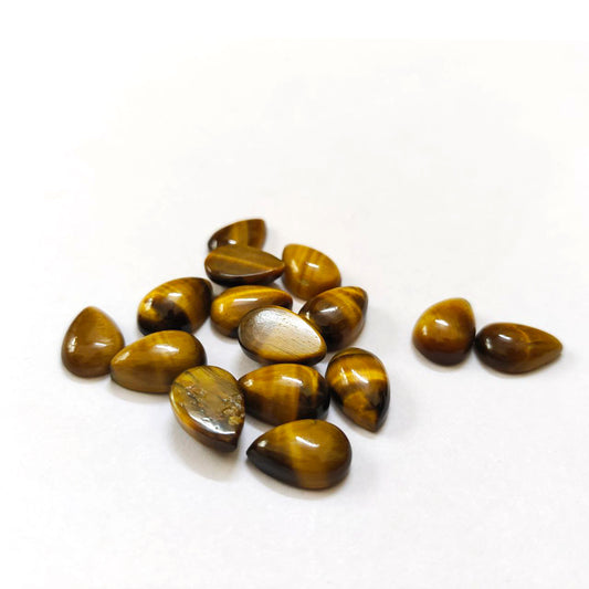 Natural Tiger's Eye 3x5mm To 10x14mm Pear Cabochon Calibrated Semi Precious Loose Gemstone - TeraGems