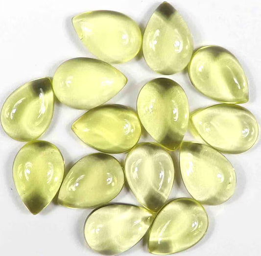 Natural Lemon Quartz 3x5mm To 10x14mm Pear Cabochon Calibrated Semi Precious Loose Gemstone - TeraGems