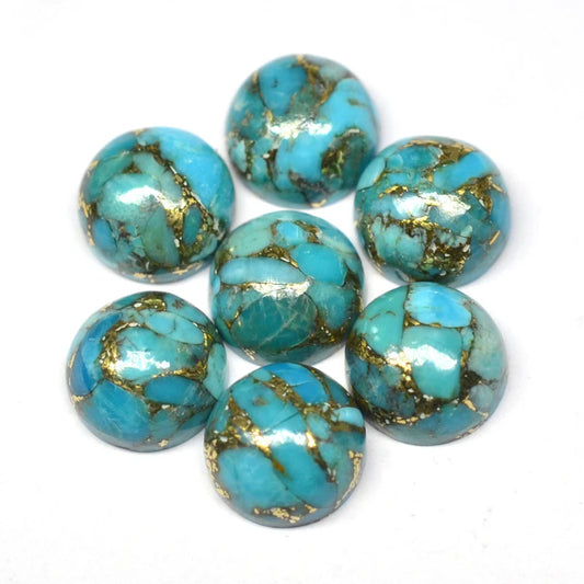 Terrific Natural Blue Copper Turquoise Cabochon For Her - 10mm