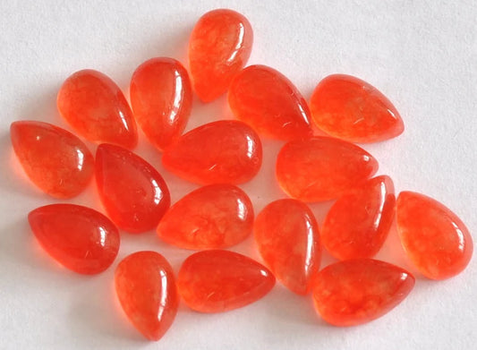 Natural Red Jade 3x5mm To 10x14mm Pear Cabochon Calibrated Semi Precious Loose Gemstone - TeraGems