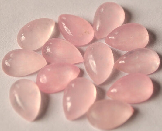 Natural Pink Jade 3x5mm To 10x14mm Pear Cabochon Calibrated Semi Precious Loose Gemstone - TeraGems