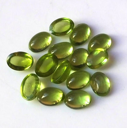 Natural Peridot 3x5mm To 6x8mm Oval Cabochon Calibrated Semi Precious Loose Gemstone - TeraGems