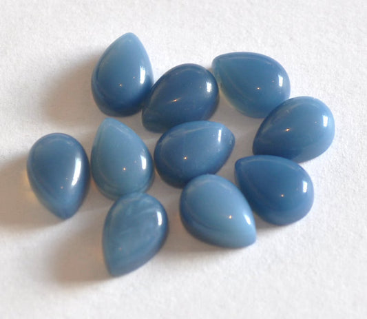 Natural Blue Opal 3x5mm To 10x14mm Pear Cabochon Calibrated Semi Precious Loose Gemstone - TeraGems