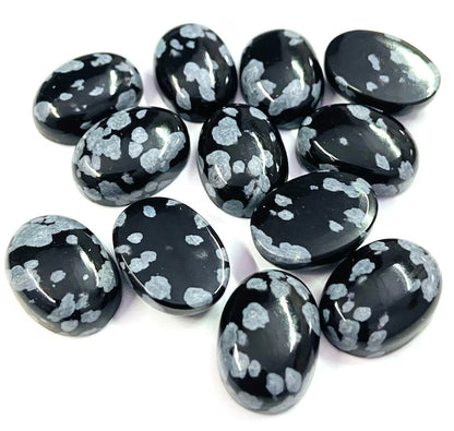 Natural Snowflake Obsidian 3x5mm To 10x14mm Oval Cabochon Calibrated Semi Precious Loose Gemstone - TeraGems
