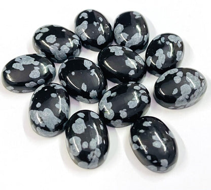 Natural Snowflake Obsidian 3x5mm To 10x14mm Oval Cabochon Calibrated Semi Precious Loose Gemstone - TeraGems
