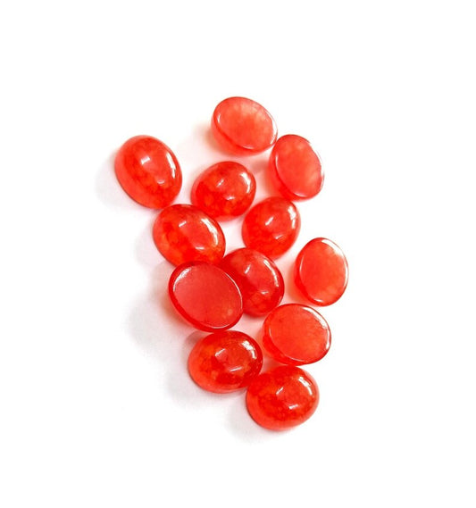 Natural Red Jade 3x5mm To 10x14mm Oval Cabochon Calibrated Semi Precious Loose Gemstone - TeraGems