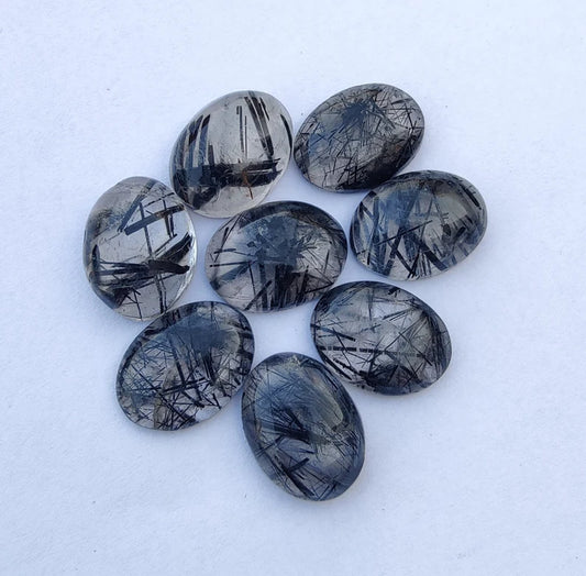 Attractive Natural Black Rutile Oval Cabochon For Her - 10x12mm