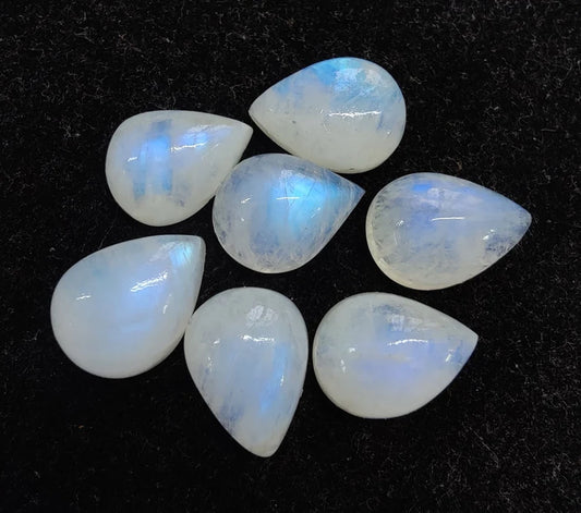 Natural Rainbow Moonstone 3x5mm To 10x14mm Pear Cabochon Calibrated Semi Precious Loose Gemstone - TeraGems