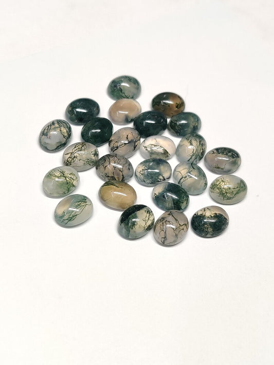 Natural Moss Agates 3x5mm To 10x14mm Oval Cabochon Calibrated Semi Precious Loose Gemstone