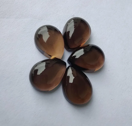 Natural Smoky Quartz 3x5mm To 10x14mm Pear Cabochon Calibrated Semi Precious Loose Gemstone - TeraGems