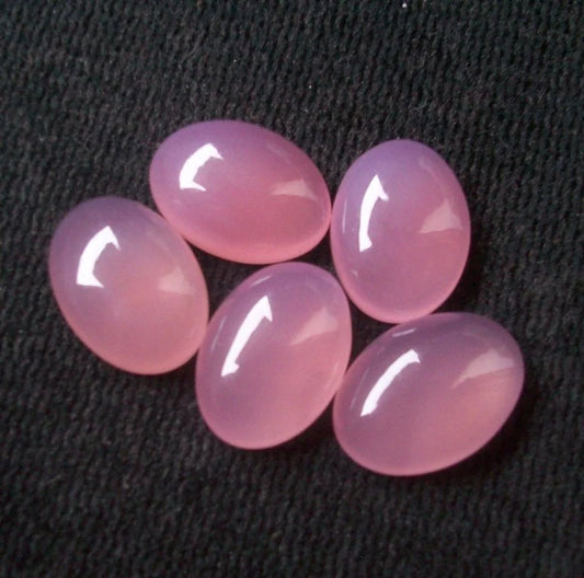 AAA Quality Pink Chalcedony 3x5mm To 10x14mm Oval Cabochon Calibrated Semi Precious Loose Gemstone - TeraGems